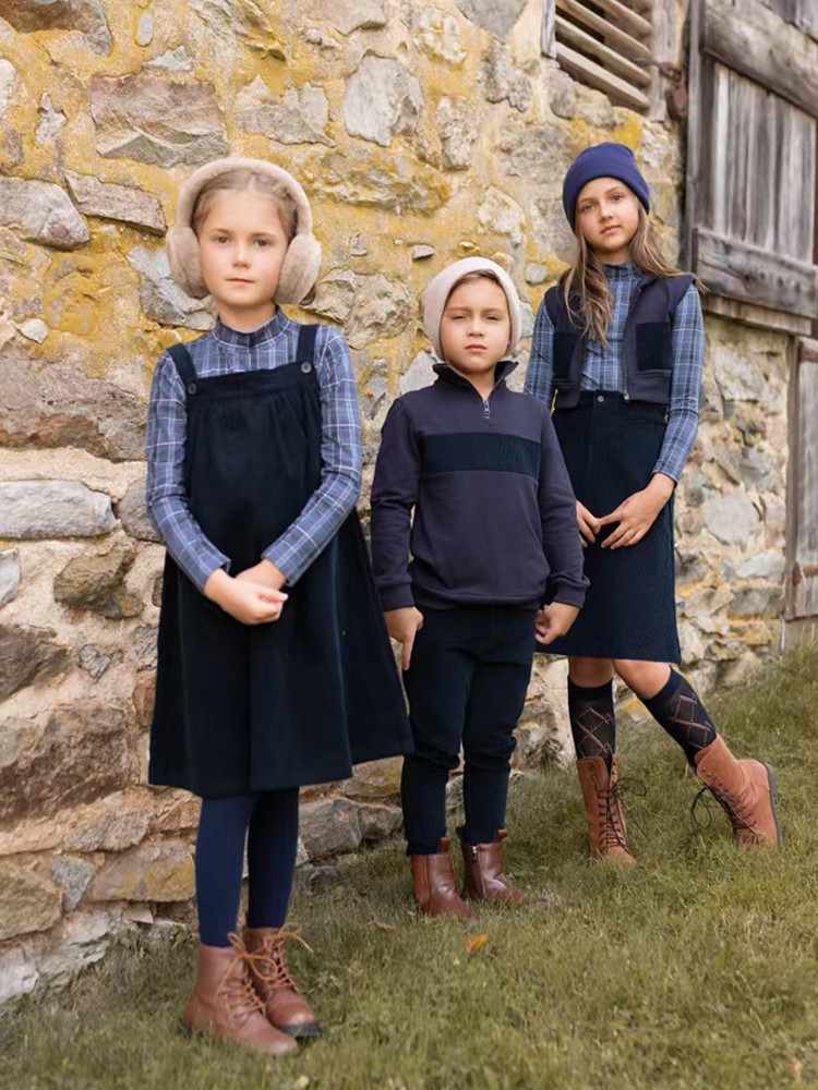 Winter Clothing For Kids - AP 2025AW kadife koleksiyonu lacivert çocuk