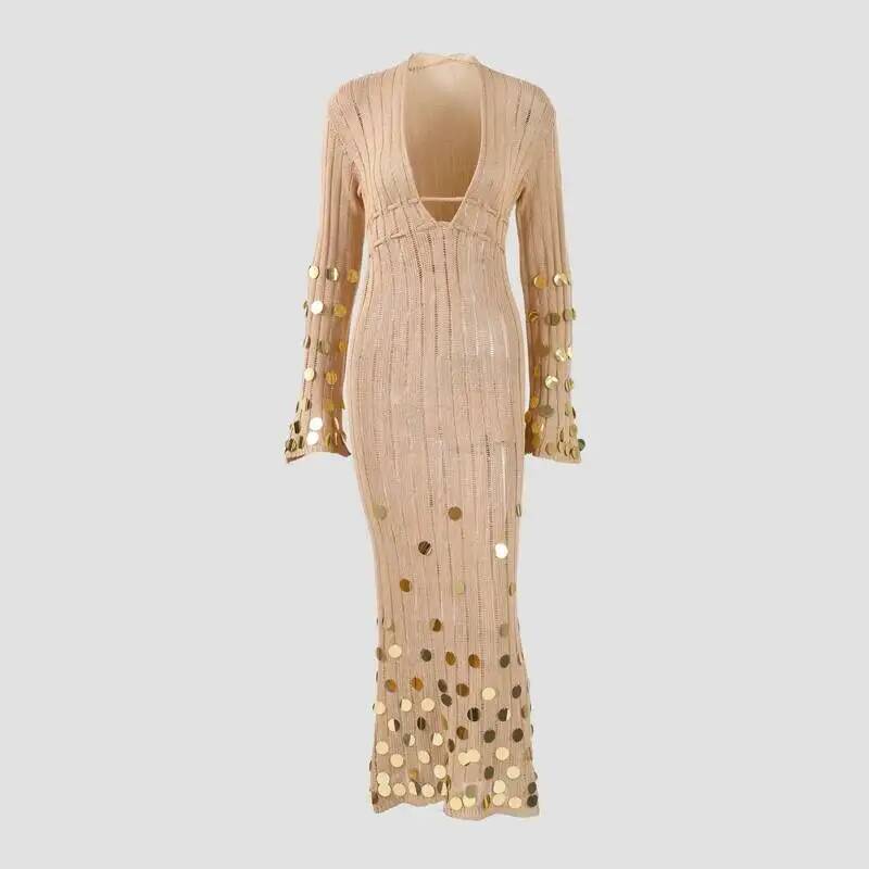 Parlak Pullu Örme Uzun Elbise  - Winter Clothing Dress Up incelemesi ve fiyatı